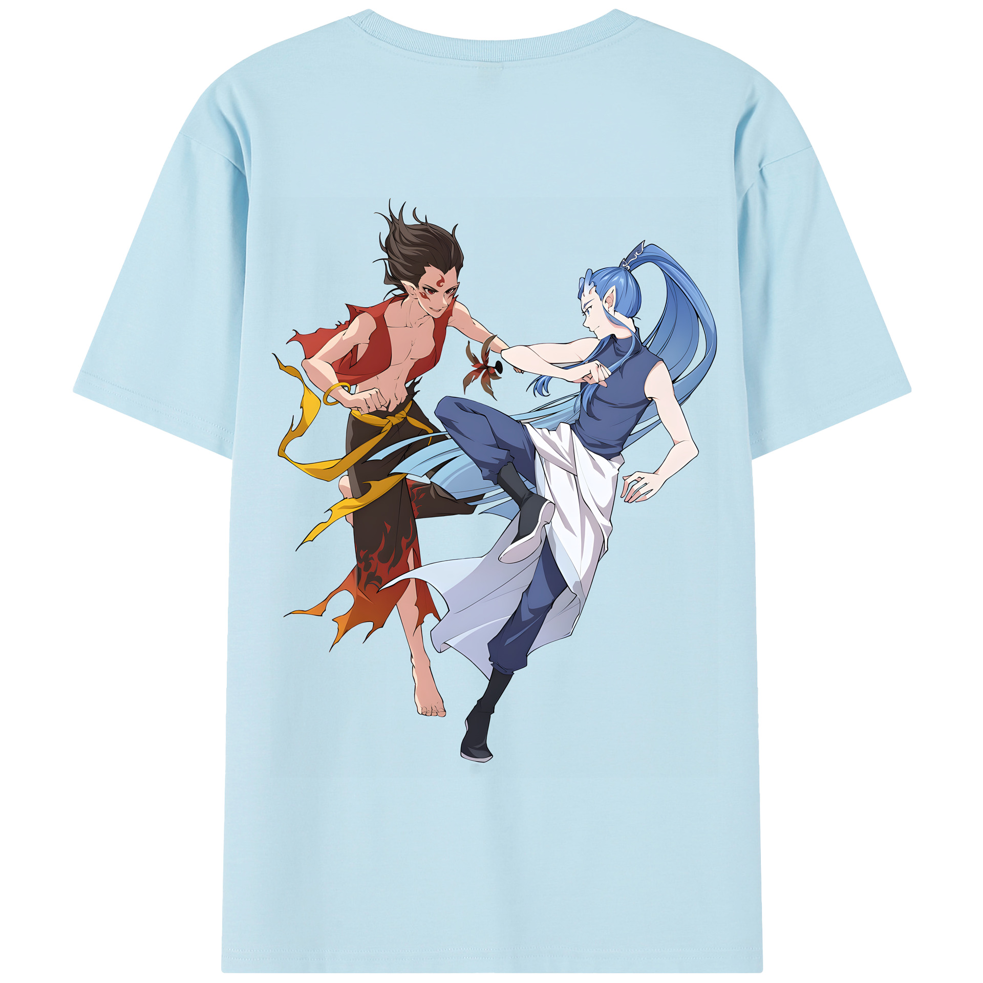 （画像用） Ne Zha 2 ナタ 魔童の大暴れ 綿100％半袖Tシャツ（背面プリント）